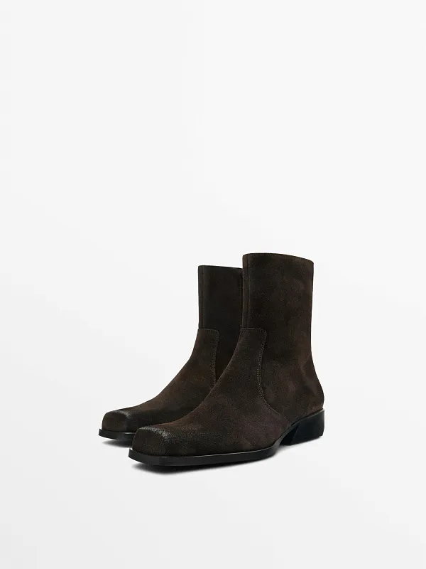 Ботильоны из натуральной замши MASSIMO DUTTI Ботильоны из натуральной замши MASSIMO DUTTI