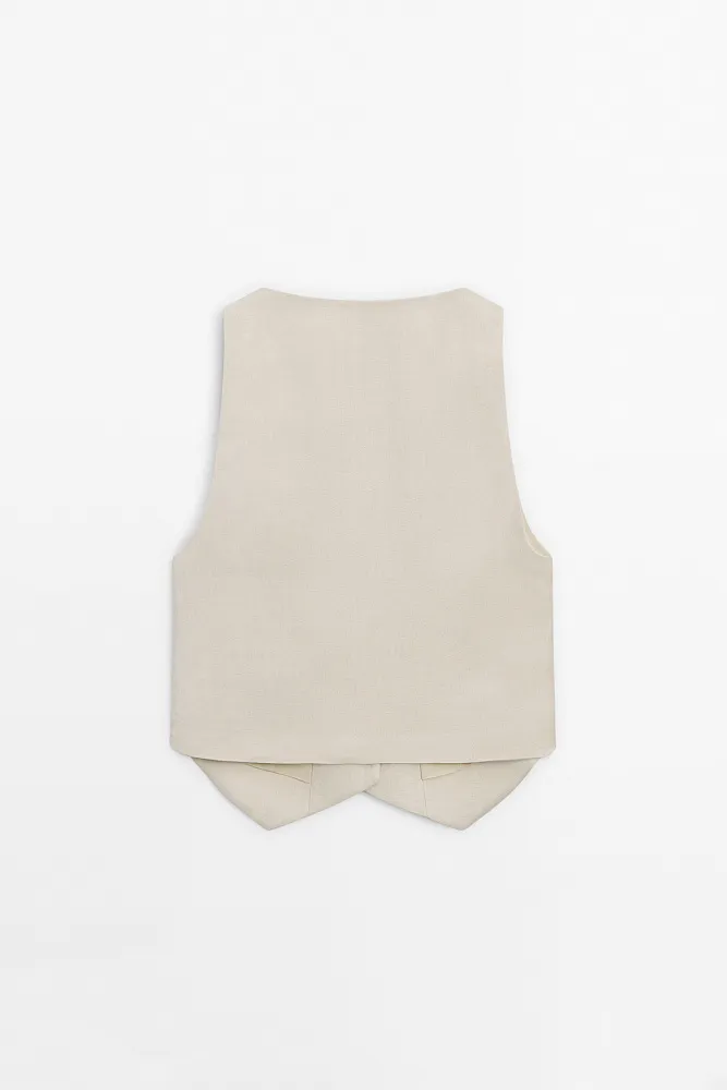 Костюмный жилет из льна MASSIMO DUTTI