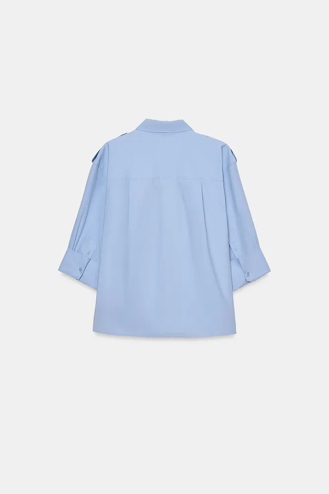 Рубашка из поплина с карманами ZARA