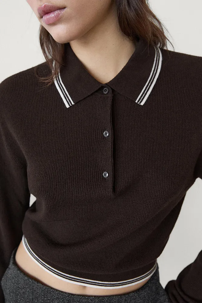 Джемпер-поло с контрастными деталями MASSIMO DUTTI