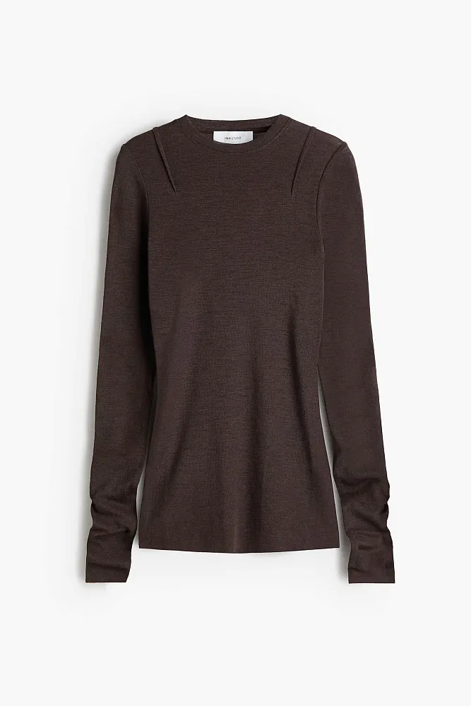 Лонгслив из тонкой шерсти мериноса H&M