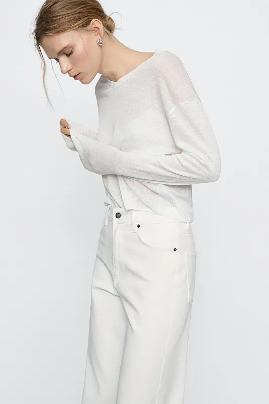 Широкие джинсы с высокой посадкой MASSIMO DUTTI   Широкие джинсы с высокой посадкой MASSIMO DUTTI