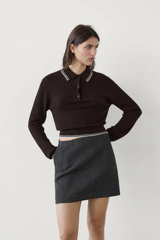 Джемпер-поло с контрастными деталями MASSIMO DUTTI