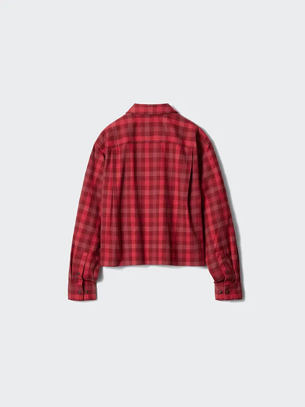 Укороченная фланелевая рубашка UNIQLO Укороченная фланелевая рубашка UNIQLO