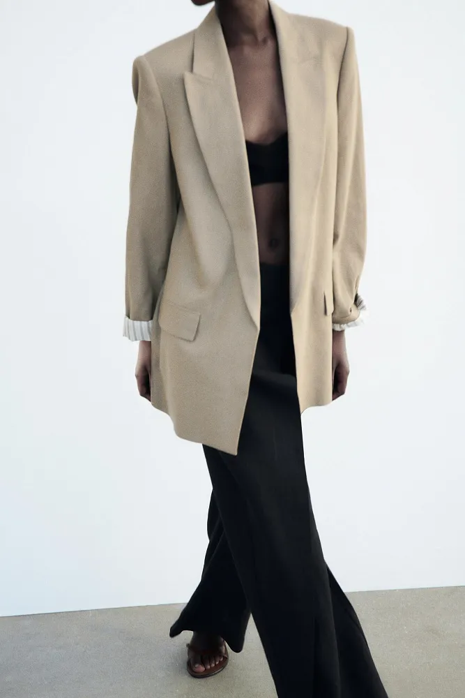 Льняной пиджак без застежки ZARA