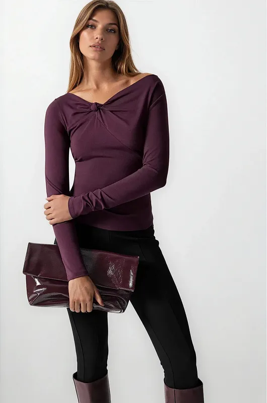 Лонгслив с драпировкой узлом