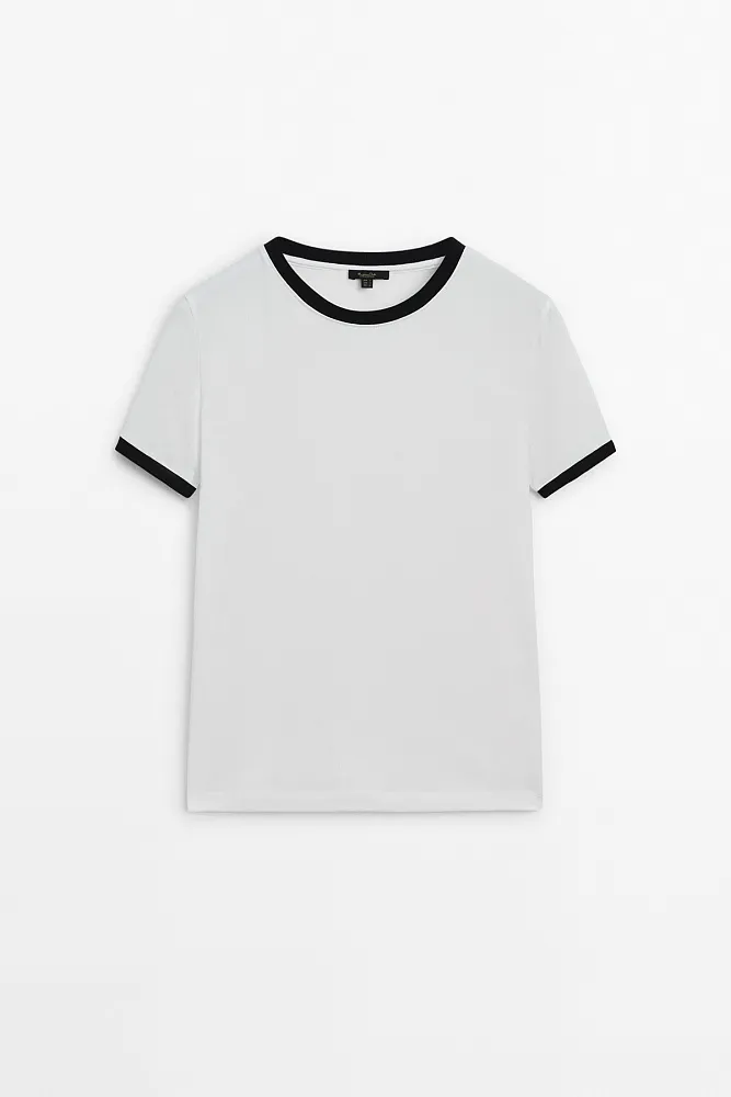 Футболка с контрастными деталями MASSIMO DUTTI