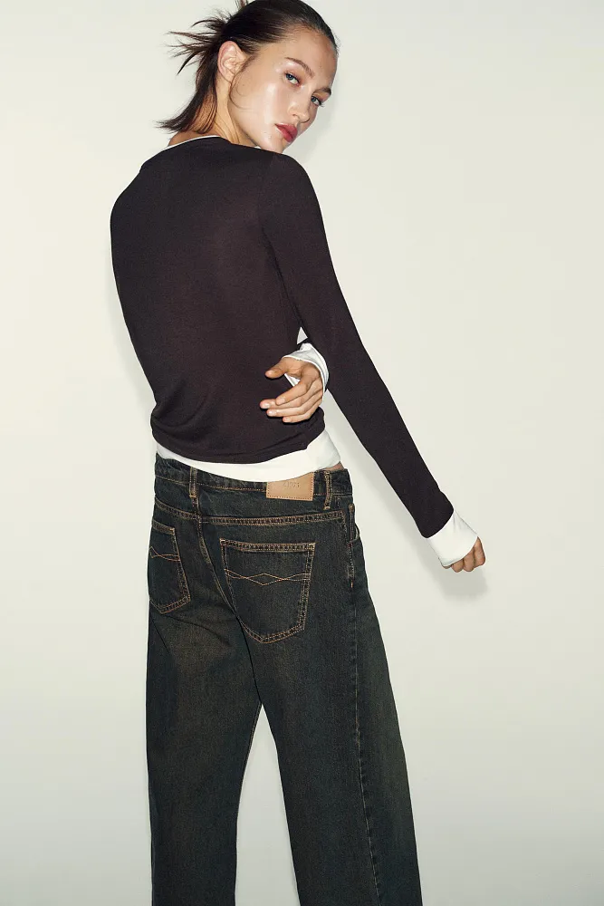 Лонгслив с двойным контрастом ZARA