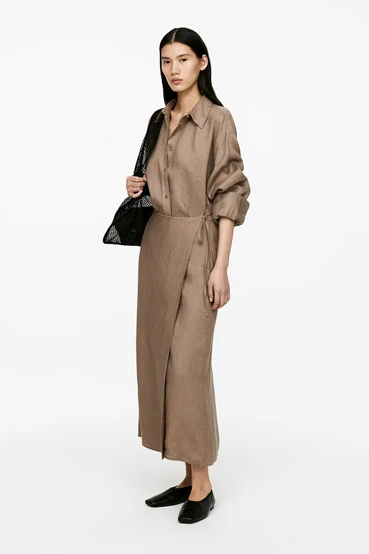 Льняная юбка с запахом ARKET Льняная юбка с запахом ARKET