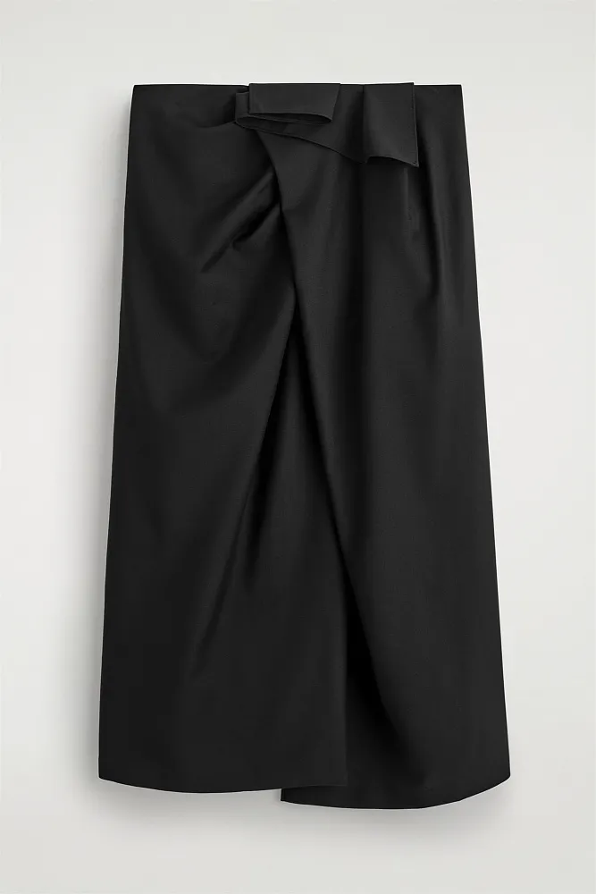 Шерстяная юбка миди с запахом COS