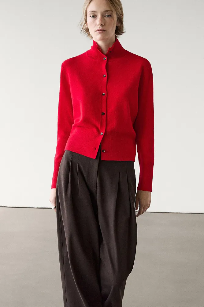 Кардиган из шерсти с воротником-стойкой MASSIMO DUTTI