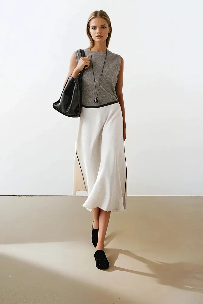 Расклешенная юбка-миди из льна Расклешенная юбка-миди из льна