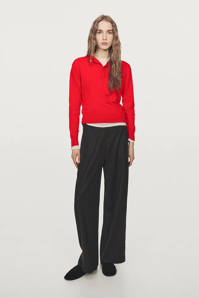 Джемпер с воротником-стойкой на пуговицах