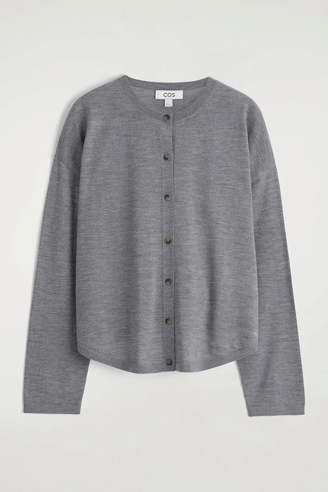 Кардиган из шерсти мериноса с закругленным кроем COS