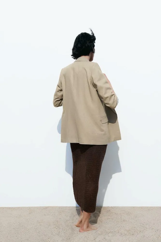 Льняной пиджак без застежки ZARA