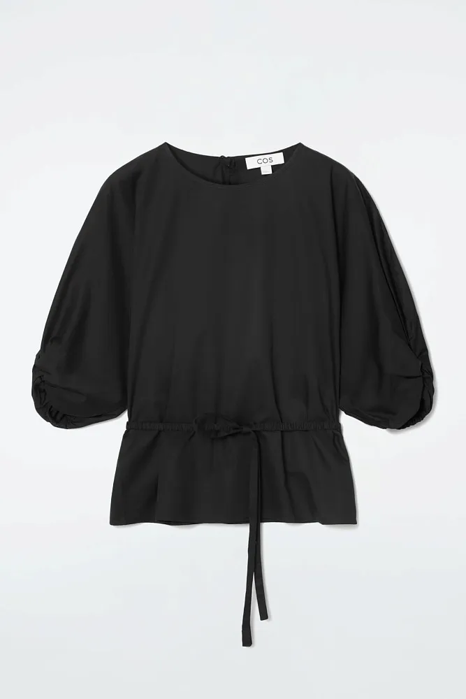 Блуза с поясом и пышными рукавами COS