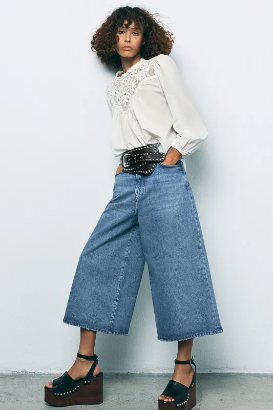 Джинсовые шорты-бермуды ZARA   Джинсовые шорты-бермуды ZARA