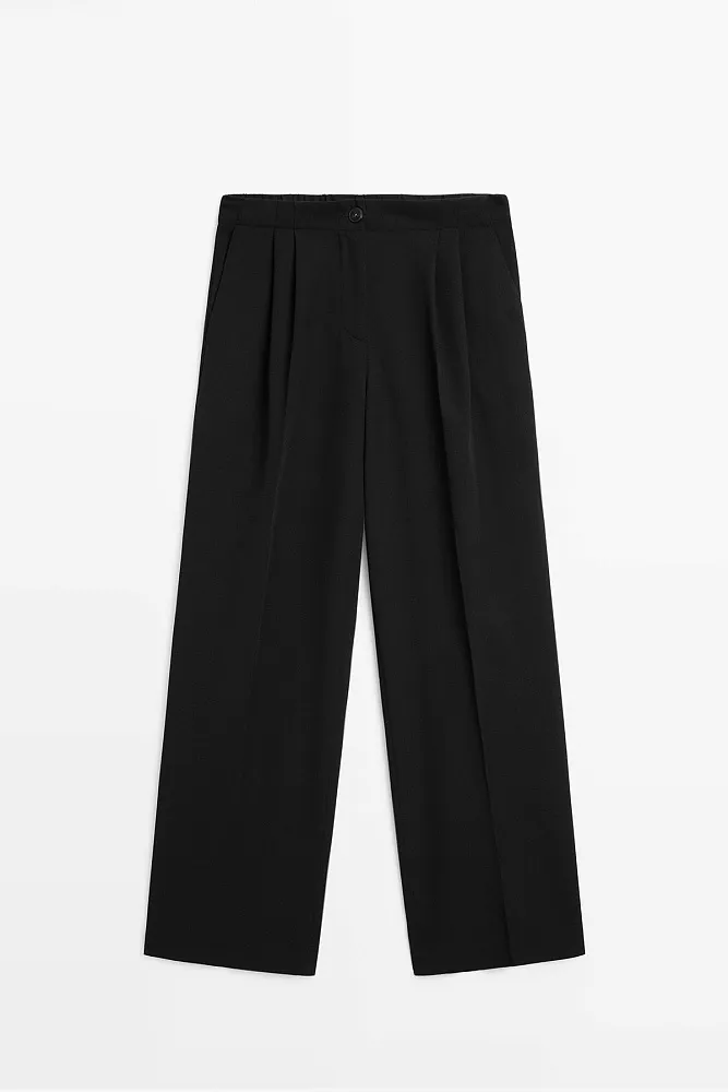 Широкие струящиеся брюки со складками MASSIMO DUTTI