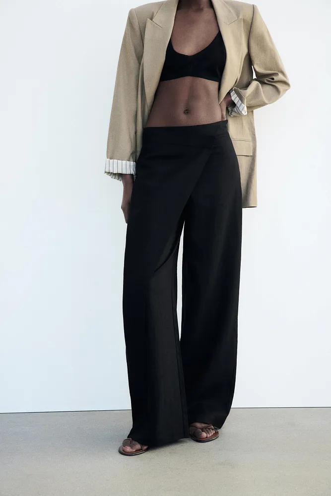 Льняной пиджак без застежки ZARA