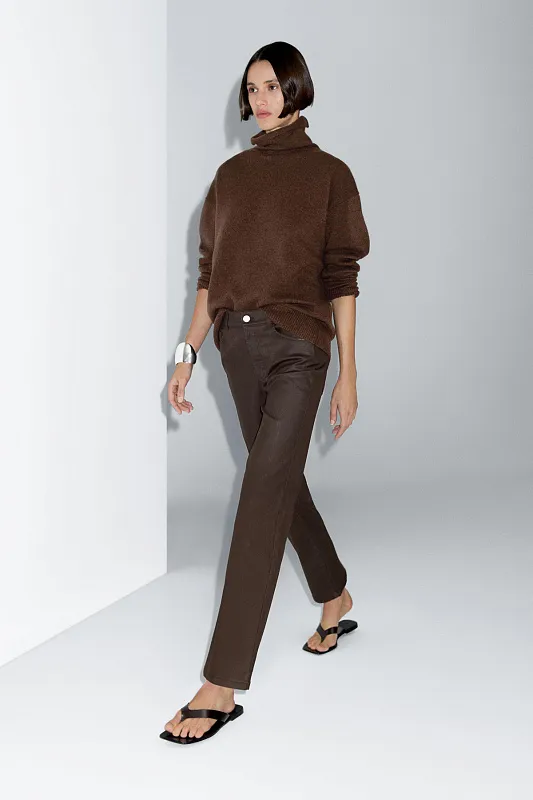 Брюки прямого кроя с высокой посадкой MASSIMO DUTTI   Брюки прямого кроя с высокой посадкой MASSIMO DUTTI