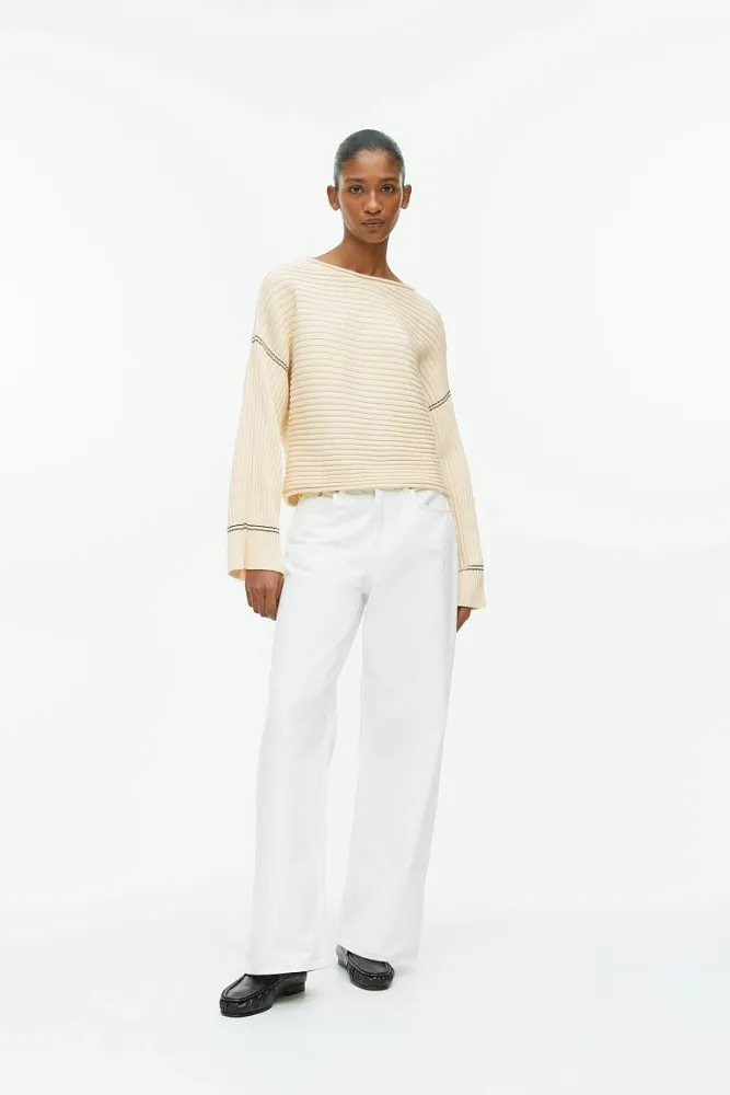 Хлопковый джемпер в рубчик ARKET