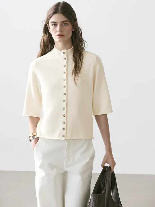 Вязаный кардиган с рукавами до локтя MASSIMO DUTTI Вязаный кардиган с рукавами до локтя MASSIMO DUTTI