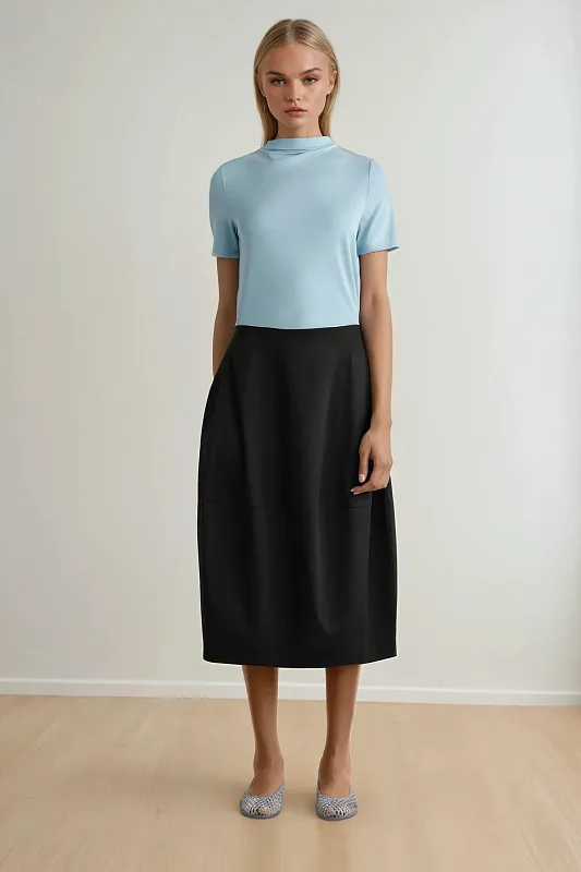 Юбка-миди из хлопка с закругленными краями