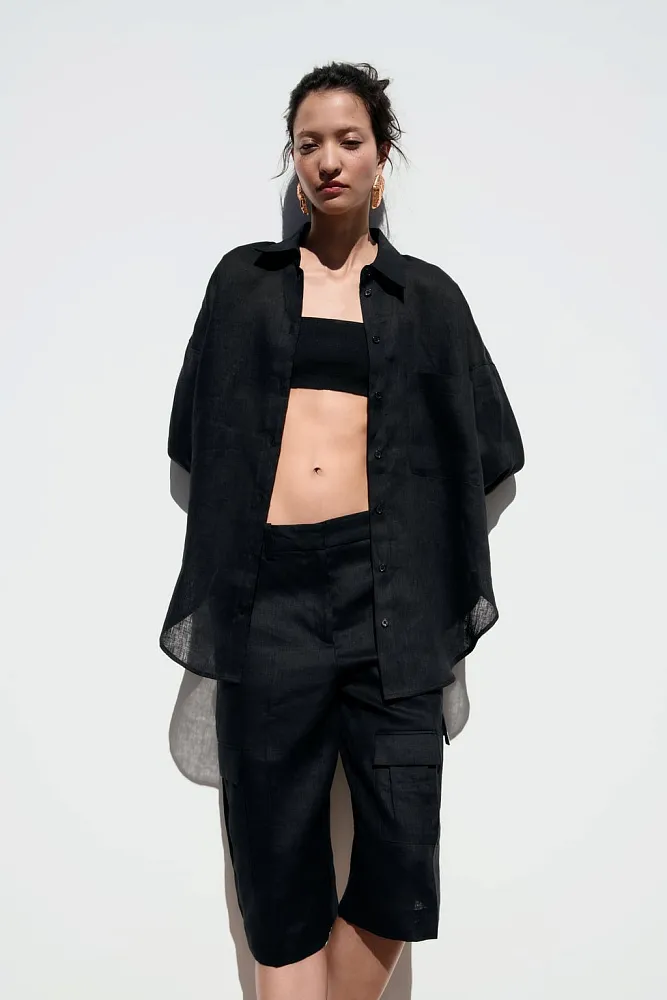 Льняные шорты бермуды ZARA
