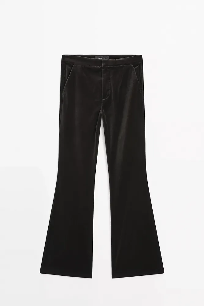 Узкие расклешенные брюки из бархата MASSIMO DUTTI