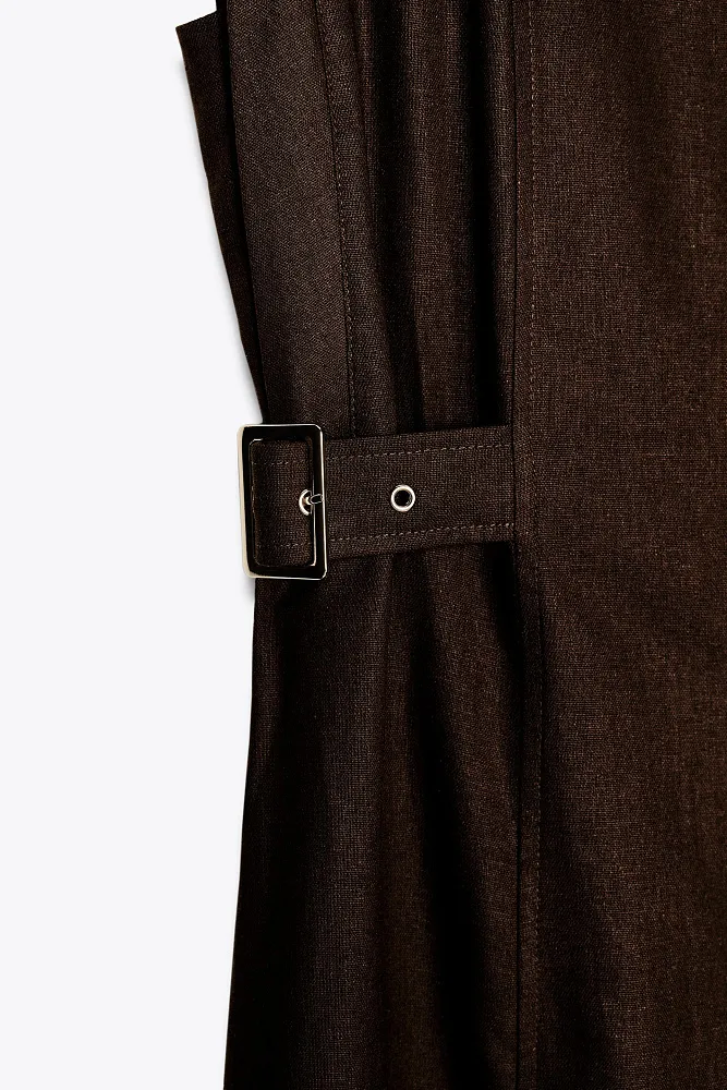 Платье-миди из смеси льна ZARA
