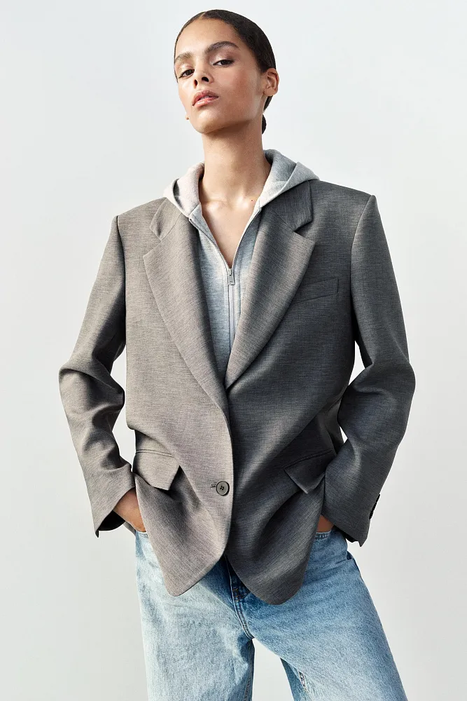 Комбинированный пиджак с капюшоном ZARA