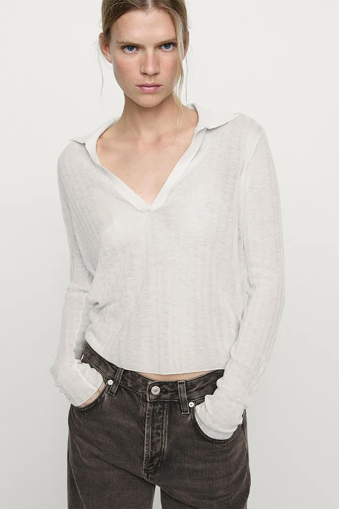 Широкие джинсы со средней посадкой MASSIMO DUTTI