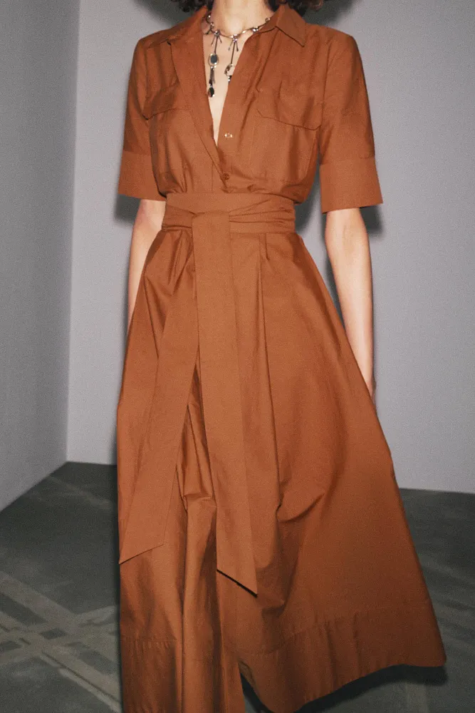 Платье-рубашка из поплина ZARA