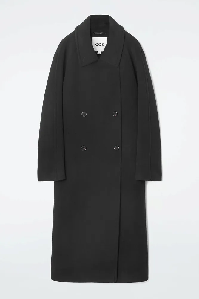 Двубортное шерстяное пальто oversize COS