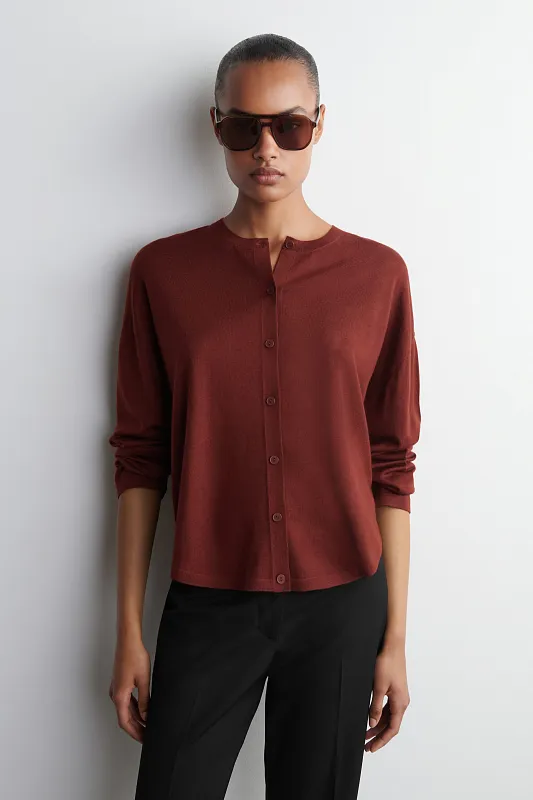 Кардиган из шерсти мериноса с закругленным кроем