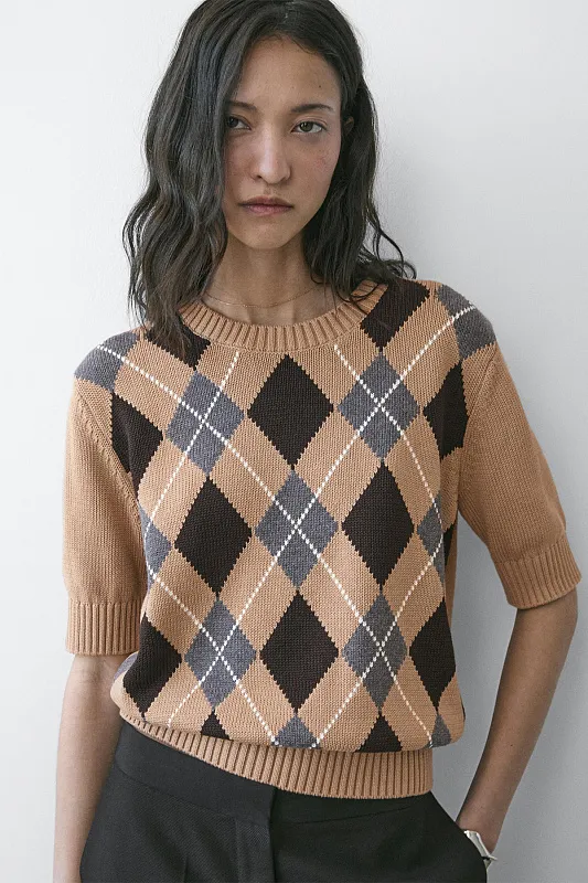 Вязаный джемпер с узором "ромбы"