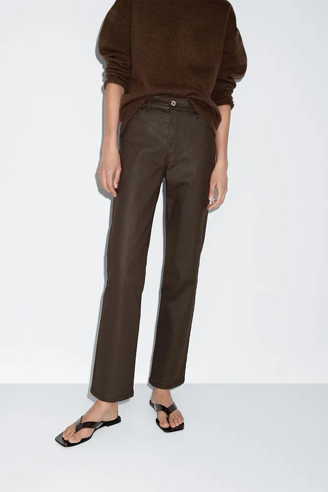 Брюки прямого кроя с высокой посадкой MASSIMO DUTTI