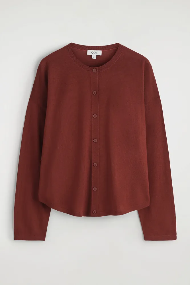 Кардиган из шерсти мериноса с закругленным кроем COS