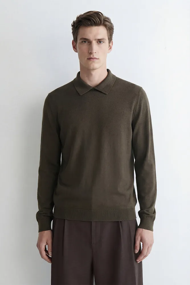 Джемпер с воротником на пуговицах из мериносовой шерсти