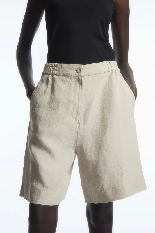 Льняные шорты с эластичным поясом COS   Льняные шорты с эластичным поясом COS