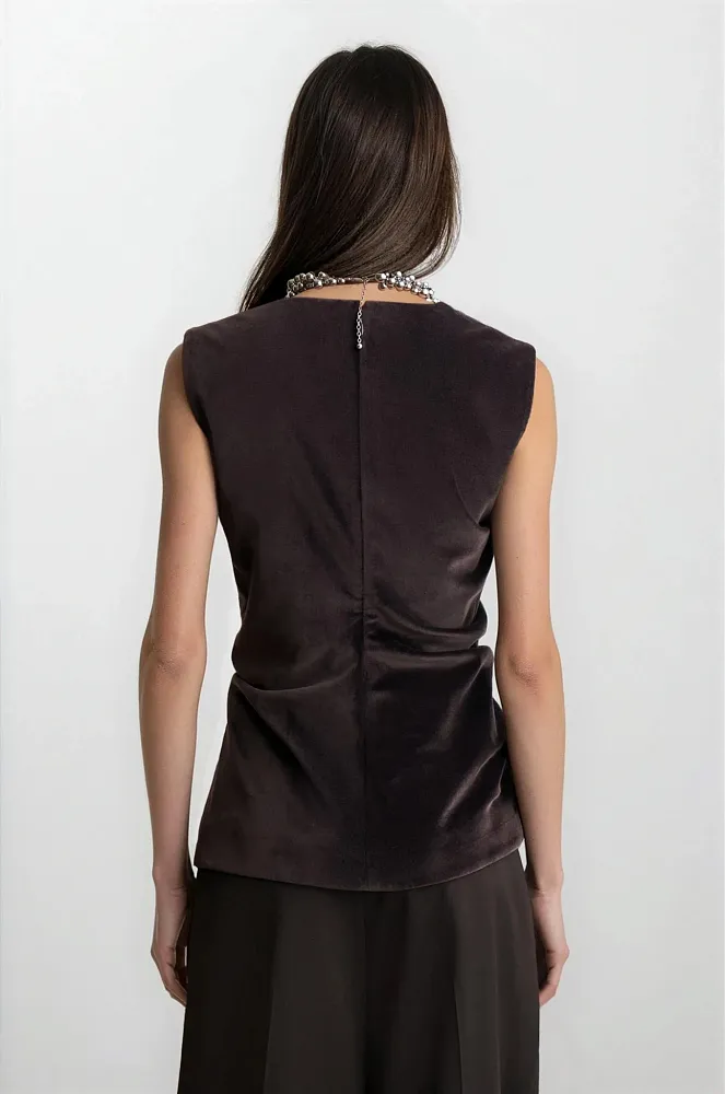 Асимметричный бархатный топ COS