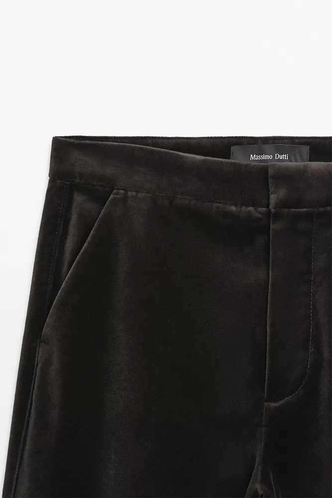 Узкие расклешенные брюки из бархата MASSIMO DUTTI