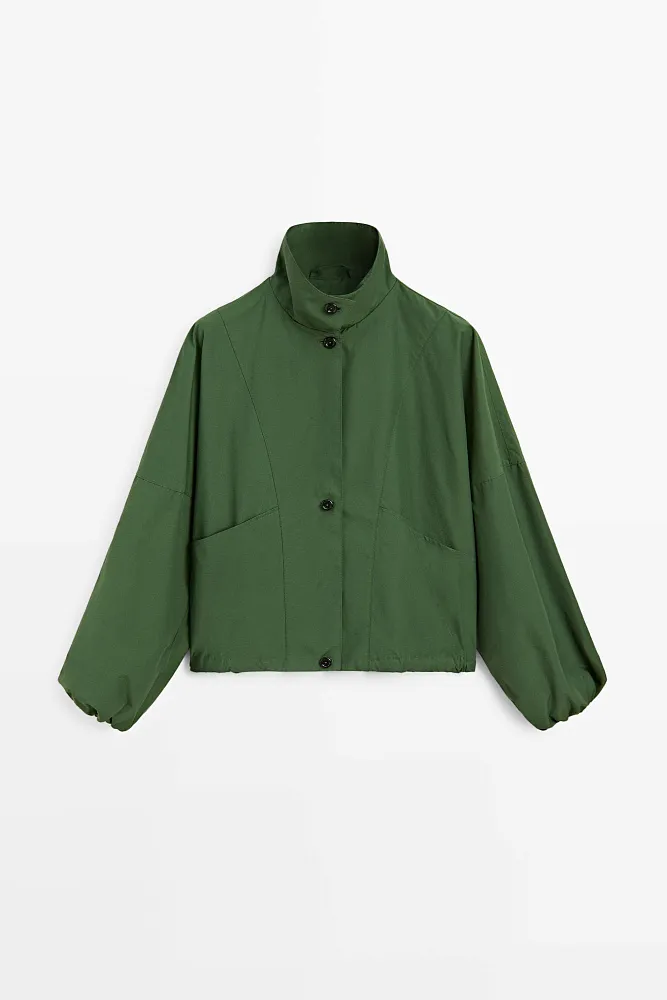 Куртка-бомбер с пышными рукавами MASSIMO DUTTI