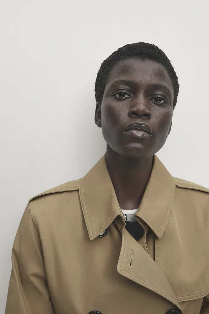 Тренч с поясом MASSIMO DUTTI