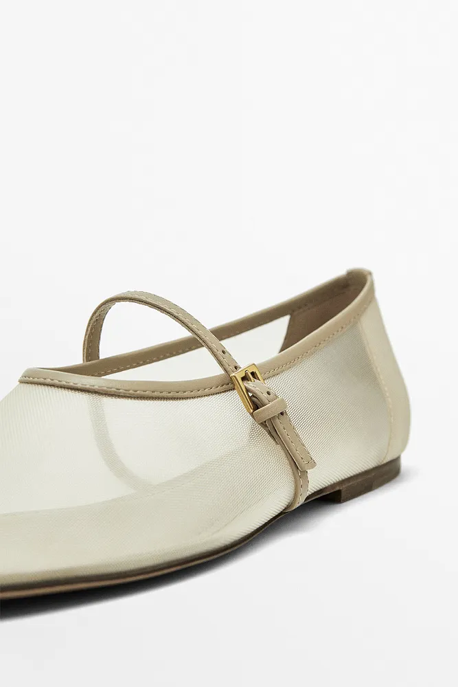 Сетчатые балетки ремешком MASSIMO DUTTI