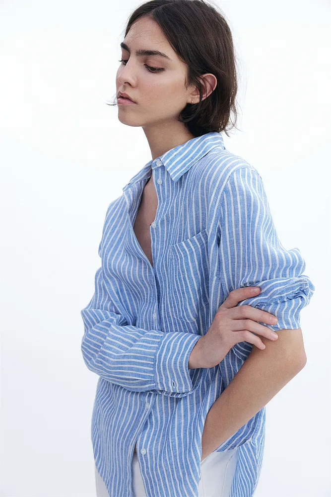 Льняная рубашка H&M Premium Selection