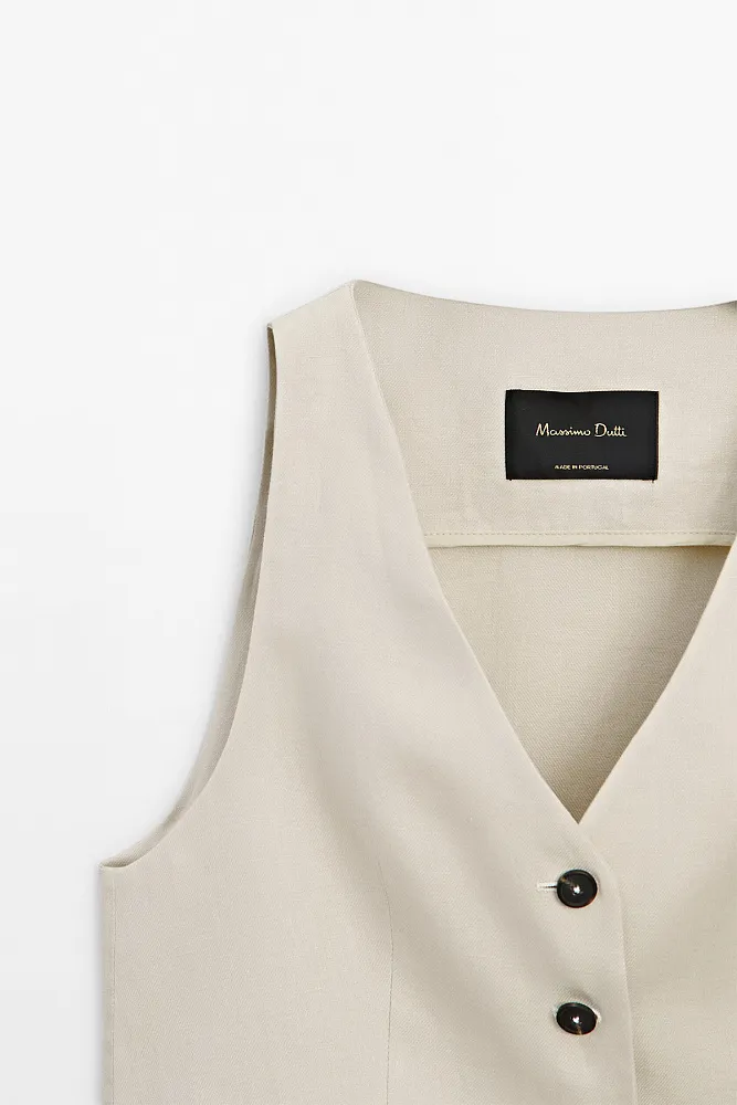 Костюмный жилет из льна MASSIMO DUTTI