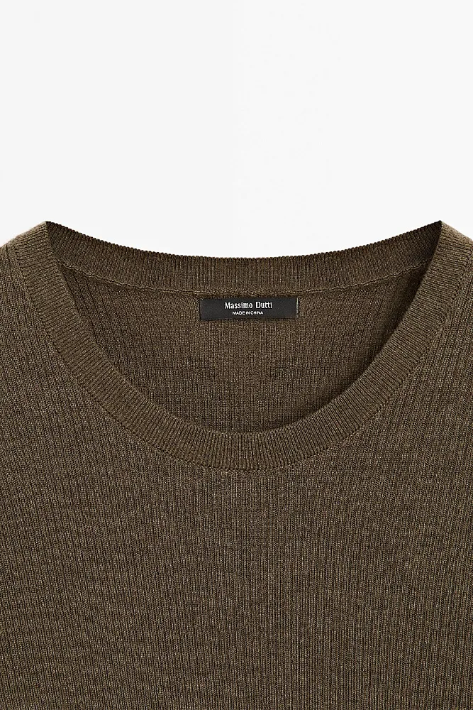 Джемпер из смесовой шерсти в рубчик MASSIMO DUTTI