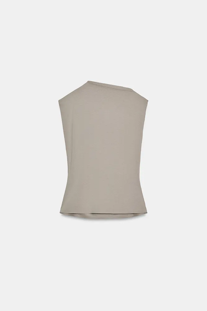 Хлопковый топ с драпировкой ZARA