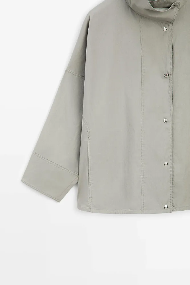 Куртка из смеси хлопка с высоким воротником MASSIMO DUTTI